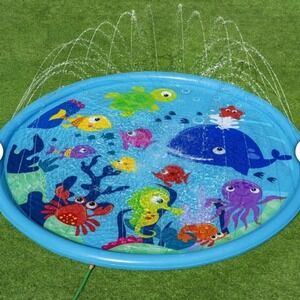 H2OGO! 10ft Sprinkler Pad Kids Splash Play Mat Blue Sea Creatures 1819556 NEW
